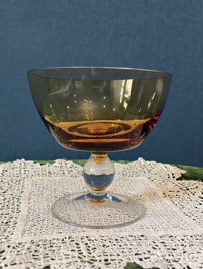 Винтажная ваза гхз медовый хрусталь