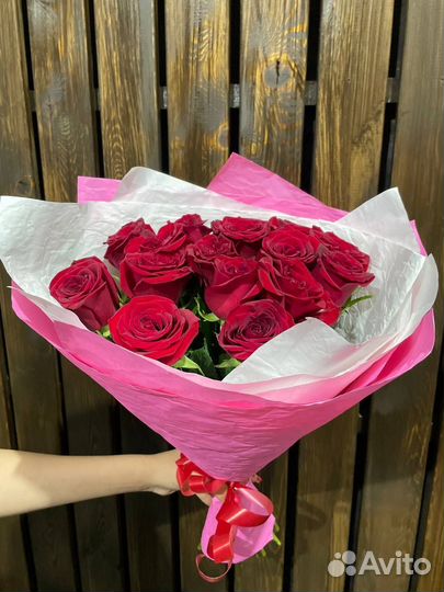 Букет свежих роз 15 шт