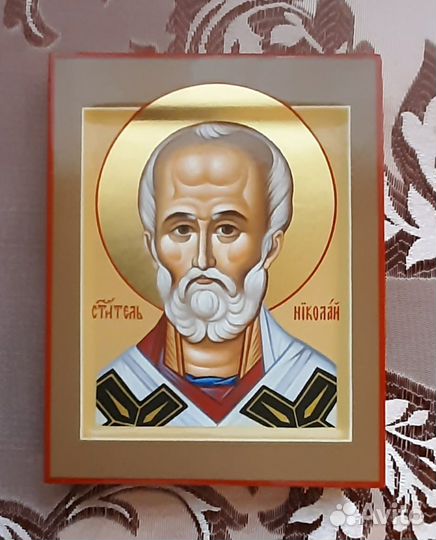 Рукописная икона Николай Чудотворец