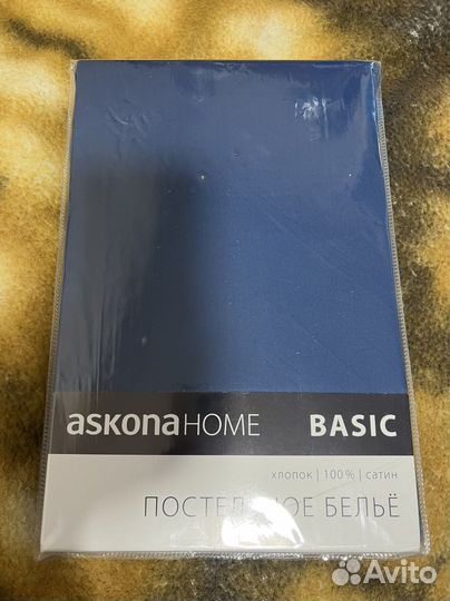 Простыня на резинке askona синий