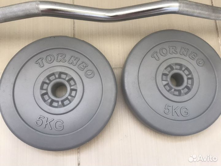 Штанга torneo и блины 2,5 и 5 кг