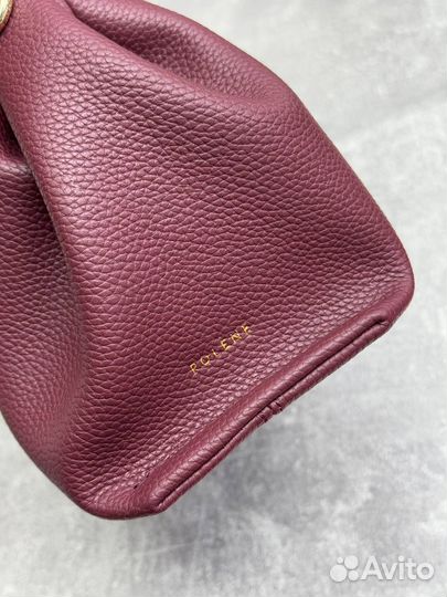 Сумка с ручкой натуральная кожа Polene бордовая