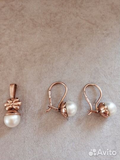 Комплект золото с жемчугом (ссср)