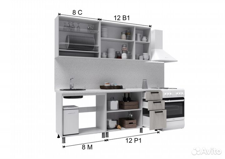 Кухонный гарнитур на 2 метра новый