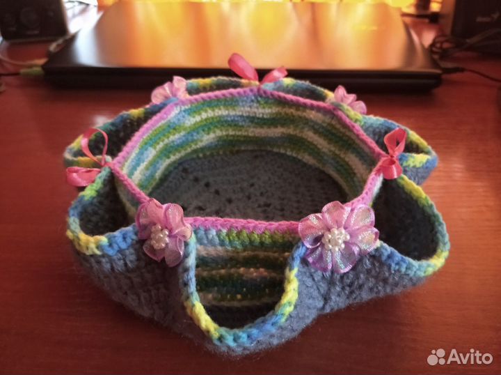 Вязаная пасхальная корзинка