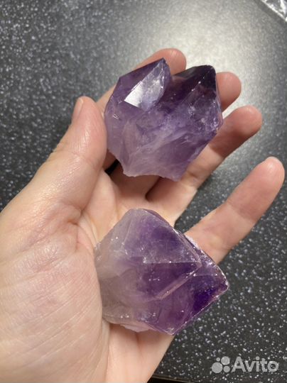 Аметист лавандовый, топаз лимонный кристаллы