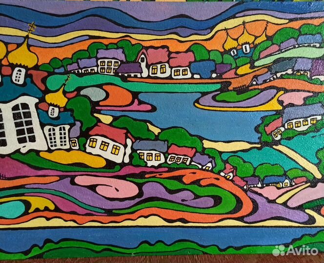 Картина масло пейзаж 102 х 48