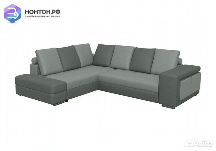 Диван угловой дельфин Вега-24Д светло-серый / серы