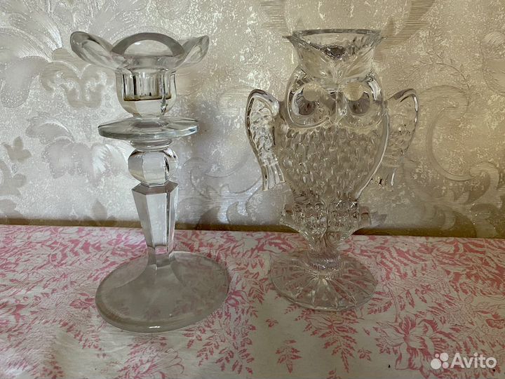 Подсвечники СССР сова хрусталь