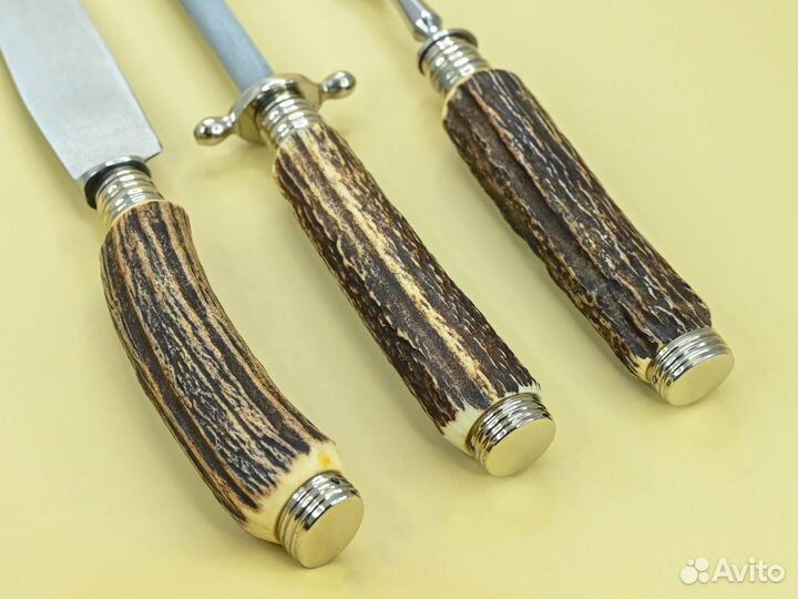 Нож вилка мусат олений рог Золинген Германия