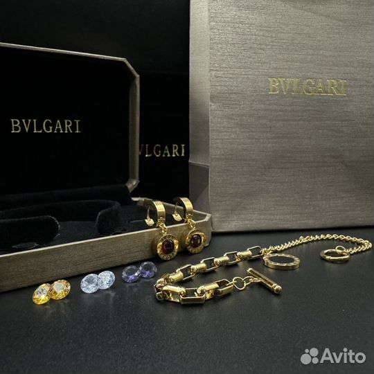 Bvlgari браслет 1 + серьги gold