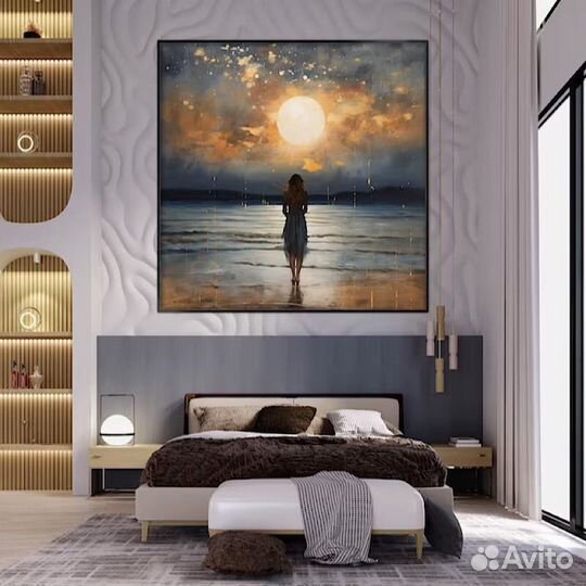 Итерьерная картина маслом Девушка на берегу моря