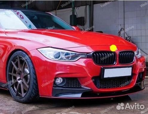 Клыки переднего бампера BMW 3 F30 черный тюнинг