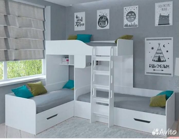 Кровать Трио Дуб Молочный/Венге