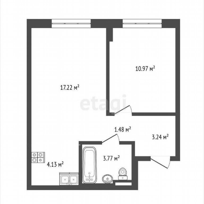 2-к. квартира, 40,8 м², 2/7 эт.