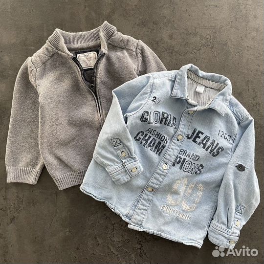 Джинсовая рубашка GJ и кофта zara 12-18 мес