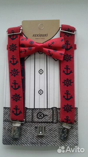 Новый детский набор для мальчика: подтяжки и бабоч