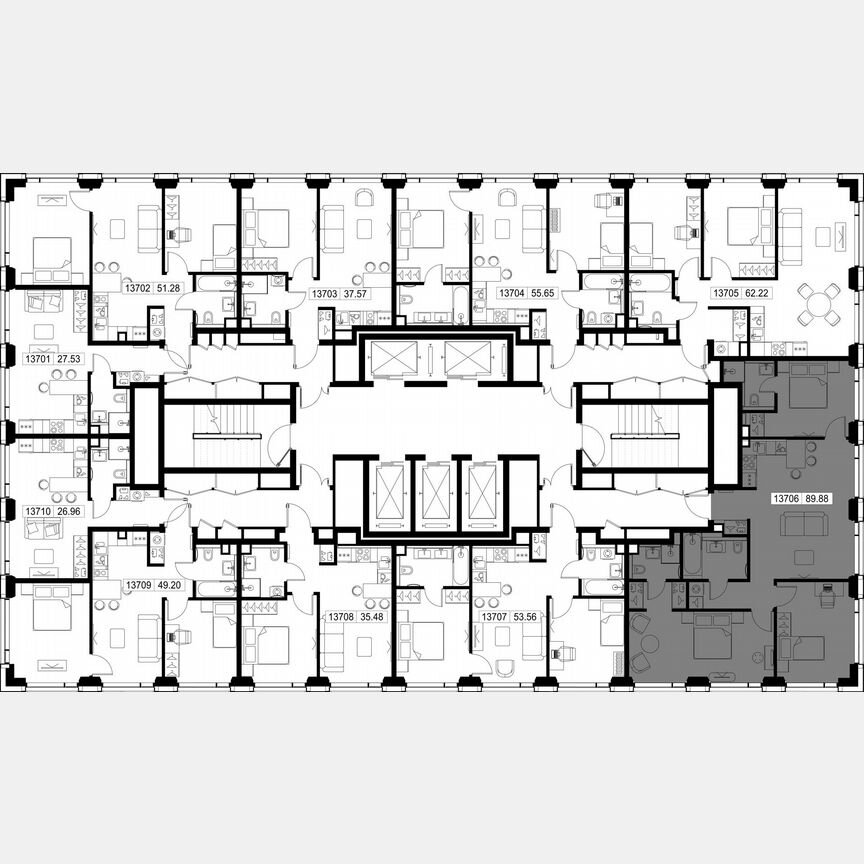 3-к. квартира, 89,9 м², 37/52 эт.