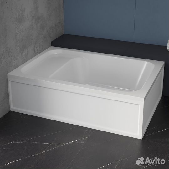 Душевой поддон прямоугольный 120х90см.С сиденьем