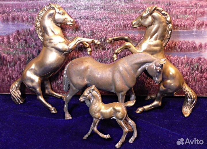 Лошади на дыбах.Статуэтка.Латунь.Конь.Декор