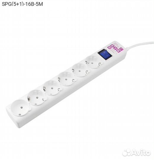 Сетевой фильтр Power Cube SPG(5+1) -16B 5 м белый