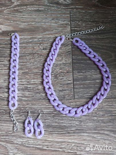 Набор серьги+браслет+колье новый