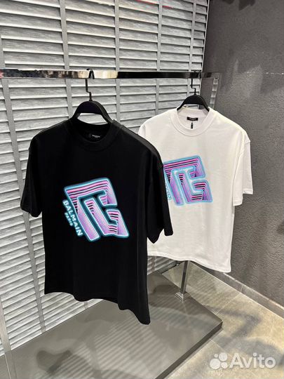 Футболка Balmain 2024 премиум ч/б S M L XL XXL