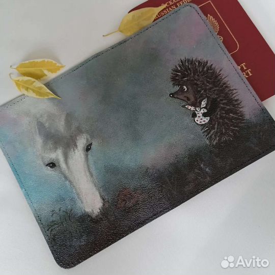 Обложка на паспорт, ручная роспись