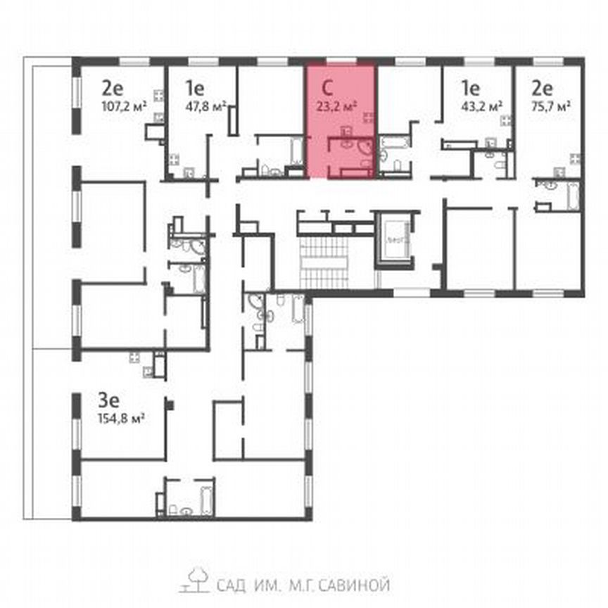 Квартира-студия, 23,1 м², 9/9 эт.