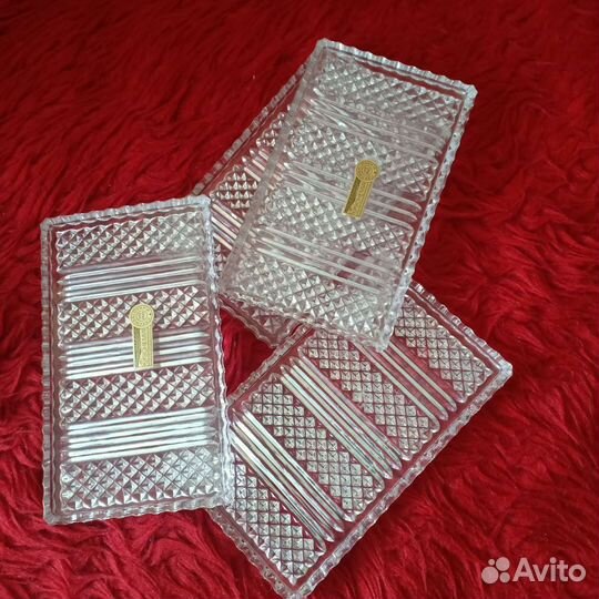 Хрустальный поднос богемия