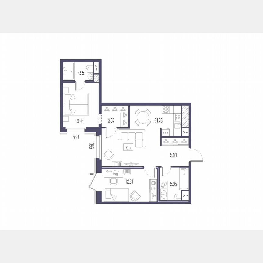 2-к. квартира, 62,5 м², 7/10 эт.