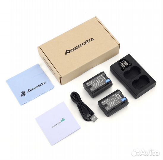 2 аккумулятора + з/у Powerextra NP-W235