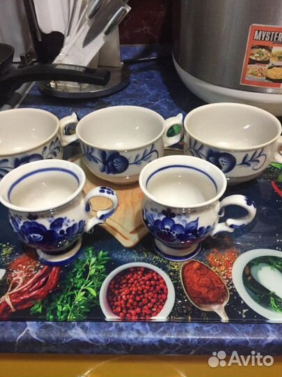 Чашки Гжель 5 штук