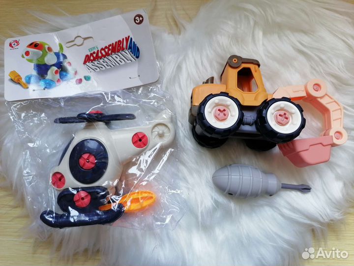 Конструктор с отверткой вертолет экскаватор новый