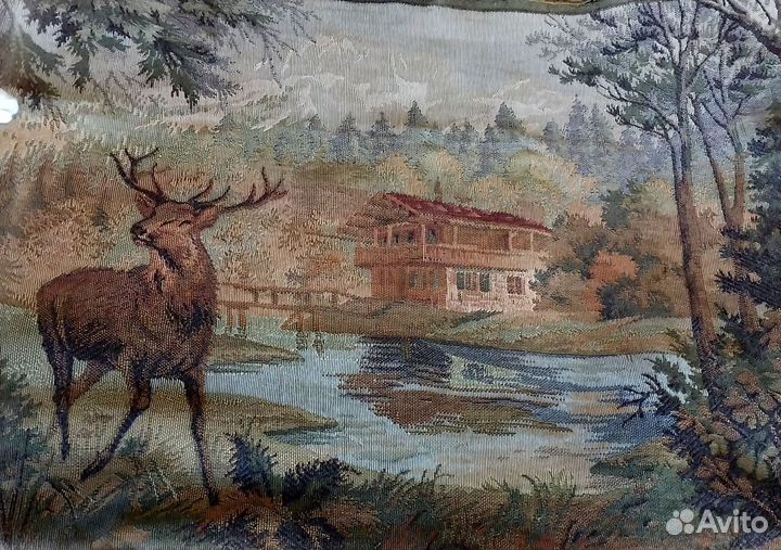Гобеленовый коврик с Оленями 143*60 ранний СССР