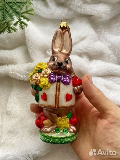 Елочная игрушка кролик Польша