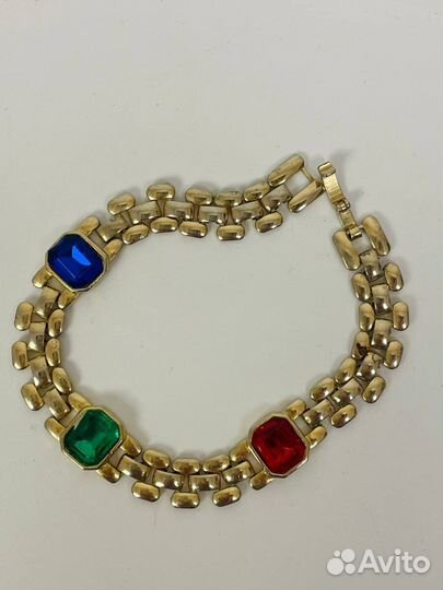Винтажный браслет с разноцветными кристаллами
