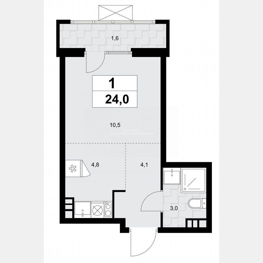 Квартира-студия, 24 м², 12/15 эт.