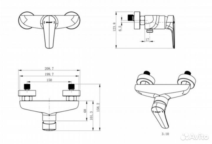 Смеситель для душа bravat Arden F9351385CP-01-RUS
