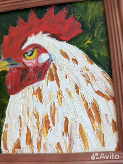Картина маслом в раме Петух небольшая картина