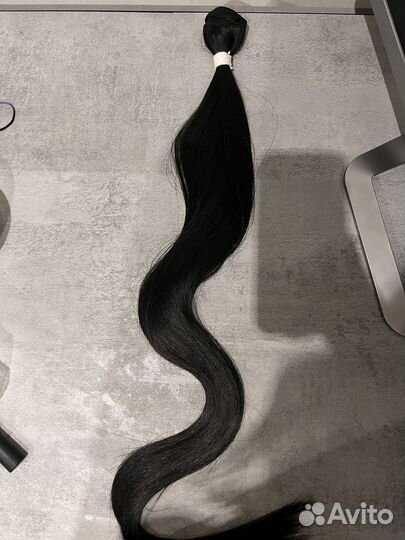 Волосы для наращивания черные 90см