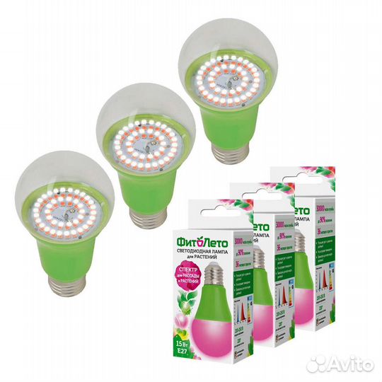 Фитолампа для растений фитолето uniel LED-A60-15W