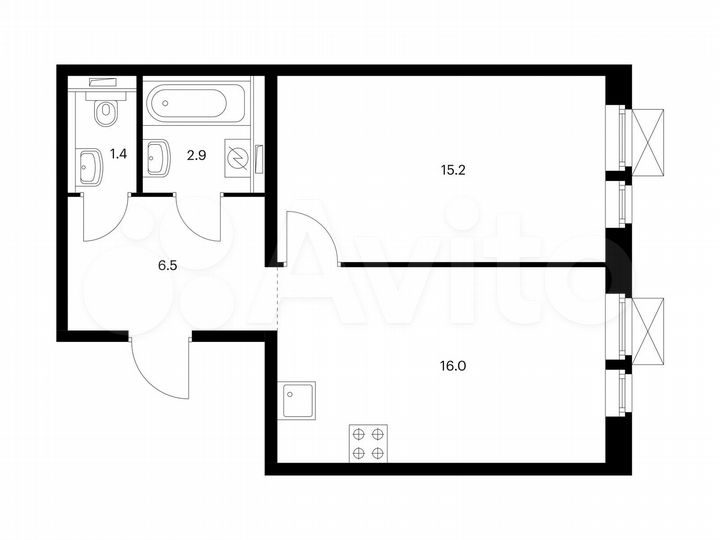 1-к. квартира, 42 м², 17/25 эт.