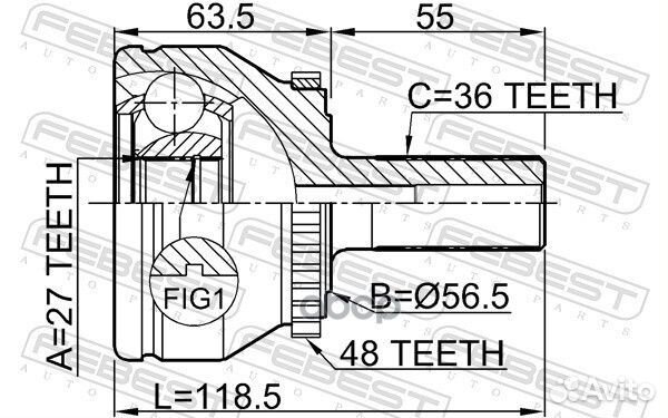 ШРУС наружный к-кт 27x56.5x36 Volvo XC90 03-14