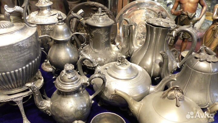 Чайники.Кофейники.19 век.Англия.Оловянные