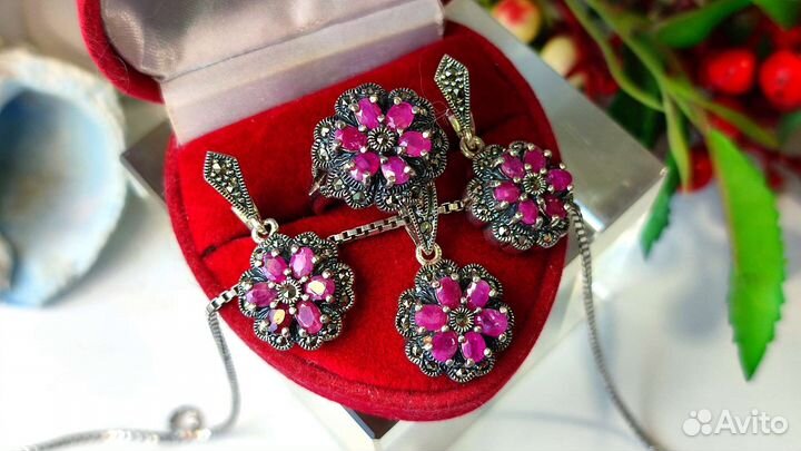 Винтаж комплект рубины 8,4ct, 18 р-р, 29 гр, 925