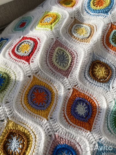Вязаный плед ручная работа
