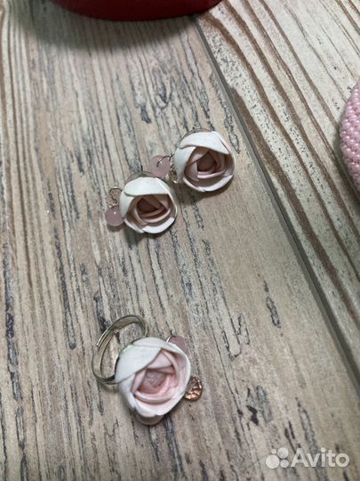 Колье серьги браслет кольцо полимерная глина бисер