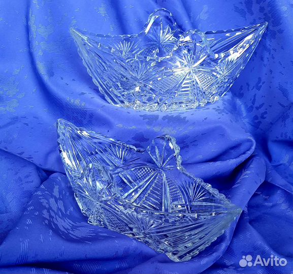 Хрустальная ваза ладья СССР