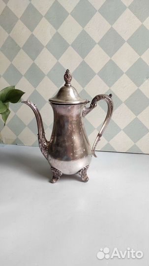 Кофейник старинный серебрение